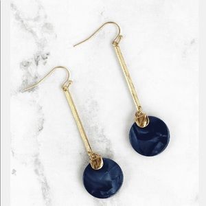 NWT navy and gold disk earrings